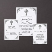 Zwart-wit Keltisch kruis bruiloft RSVP Kaartje (Personaliseer de collectie van deze zelfstandige maker.)
