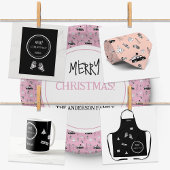 Chic Christmas Zwart en Wit Gepersonaliseerd Tote Bag