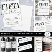 Fifty And Fabulous Modern 50th Birthday Party Ronde Sticker