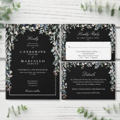 Bloemen zwart en wit wensen goed huwelijk informatiekaartje (Personaliseer de collectie van deze zelfstandige maker.)