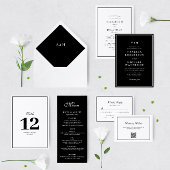 witte rand zwarte unieke QR-code bruiloft Kaart