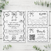 Hand getrokken krabbel doodle QR grillige bruiloft Kaart (Personaliseer de collectie van deze zelfstandige maker.)