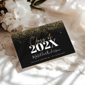 zwarte goudglitterscriptklasse van afstuderen spandoek