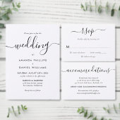 Elegante moderne zwarte en witte bijlagekaart informatiekaartje (Personaliseer de collectie van deze zelfstandige maker.)