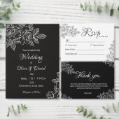 Elegant Black and White Wedding Hartelijk dank Informatiekaartje (Personaliseer de collectie van deze zelfstandige maker.)