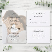 Elegant Script Zwart-wit bruiloft RSVP (Personaliseer de collectie van deze zelfstandige maker.)