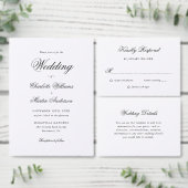 Elegant Script Zwart-wit bruiloft RSVP (Personaliseer de collectie van deze zelfstandige maker.)