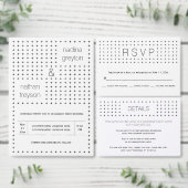 Zwart wit geometrisch trouwrepetitief diner kaart (Personaliseer de collectie van deze zelfstandige maker.)