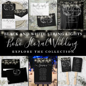 String Lights Bloemen Zwart-wit bruiloft Gastenboek