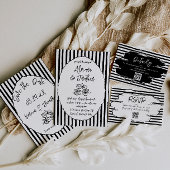 Zwart en wit bruiloft details informatiekaartje