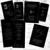 Zwart-wit Formele Vintage bruiloft Programmakaart