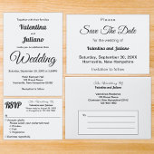 Black and White Typography Wedding Place Card Kaart