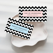 Zwart-wit zigzag patroon, Chevron Pattern Vierkante Visitekaartje