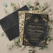 Black Gold Crest Monogram Weddenschap Vierkante Sticker (Personaliseer deze collectie van deze onafhankelijke maker. Test)