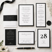 Formele Zwarte en Witte Bruiloft Menu