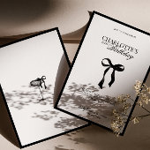 Champagne coupe Black Bow Birthday Party Invite Kaart