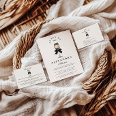 Black Bow Pearl Champagne Graduation RSVP Kaartje