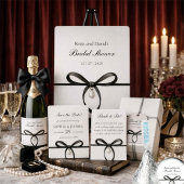 Black Bow With Pearl Old Money Style Bridal Shower Informatiekaartje