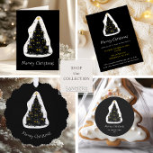 Zwarte kat Meowy kerstboom Feestdagen Kaart