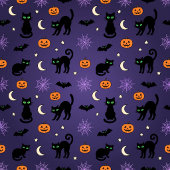 Zwarte Kat Halloween Patroon Mok - Schattig & Grie
