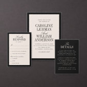 Black Cream Classic Elegance Wedding Details Informatiekaartje (Personaliseer de collectie van deze zelfstandige maker.)