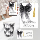 Coquette Black Bow Cap Tassel Graduation  Bedankkaart