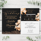 Elegant Goud Roos Zwart Bruiloft Wijnglas Zonder Voet (Personaliseer de collectie van deze zelfstandige maker.)