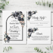 Smoky Black Floral Arch Bruiloft Save the Date (Personaliseer de collectie van deze zelfstandige maker.)