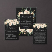 Bloemen Beige Zwart Bruiloft Inpakpapier Vel (Personaliseer de collectie van deze zelfstandige maker.)