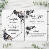 Alles in één zwart bloemige geometrische gestreept kaart (Personaliseer de collectie van deze zelfstandige maker.)