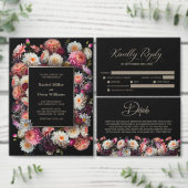 Moody Geometrisch Zwart Bloemen Alles In Een Bruil Kaart (Personaliseer de collectie van deze zelfstandige maker.)