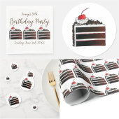 Cherry Black Forest Cake Slice Birthday Party Food Rubberstempel
