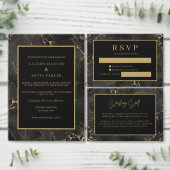 Zwart marmeren agaat gouden rand Bruiloft Menu Kaa (Personaliseer de collectie van deze zelfstandige maker.)