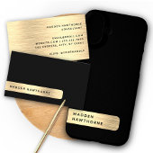 Modern Elegant Zwart Goud Faux Brushed Metal Chic Case-Mate iPhone Case