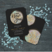 Zwart Goud Glitter Nieuwjaarsfeest Kaart