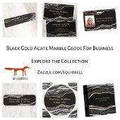 Zwart marmer agaat geode gouden glitter QR code Magnetisch Visitekaartje