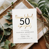 Nooit zo'n goede gouden verjaardagsuitnodiging gek kaart