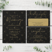 Hemelse zwart en goud foto bruiloft all in one uitnodiging (Personaliseer de collectie van deze zelfstandige maker.)