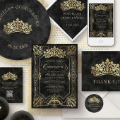 Elegant zwart masker Quinceanera Kaart