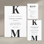 Zwart Modern Bold Monogram Eenvoudig Vrijgezellenf Kaart