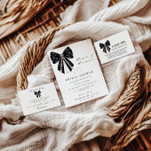 Black Pearl Bow Bridal Shower Kaart