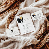 Black Pearl Bow Bridal Shower Bedankkaart