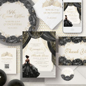 Elegant Masker Masquerade Zwart Quinceanera Kaart