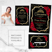 Zwart Rood Goud Quinceanera Menu