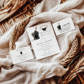 Black Satin Bow Pearls Bridal Shower Kaart