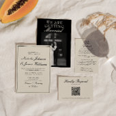 Elegante witte zwarte oude geld fancy retro bruilo save the date