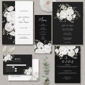 Zwart-wit Elegant Bloemen Boeket Modern Save The Date