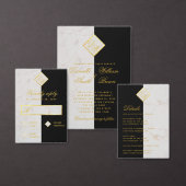 Zwart Wit Marmeren Monogram Goud Elegant Bruiloft Servet (Personaliseer de collectie van deze zelfstandige maker.)