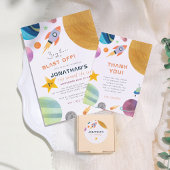 Rocket Ship Trip Around The Sun Space Boy Birthday Ronde Sticker