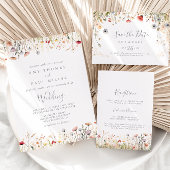 Zalige kleurrijke Boho Wildflower bruiloft Kaart